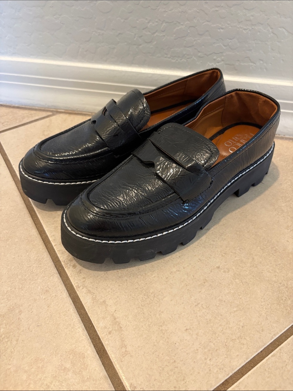 Franco Sarto L-Balin Black Patent Penny Loafers for Women Size 6M - Picture 4 of 7